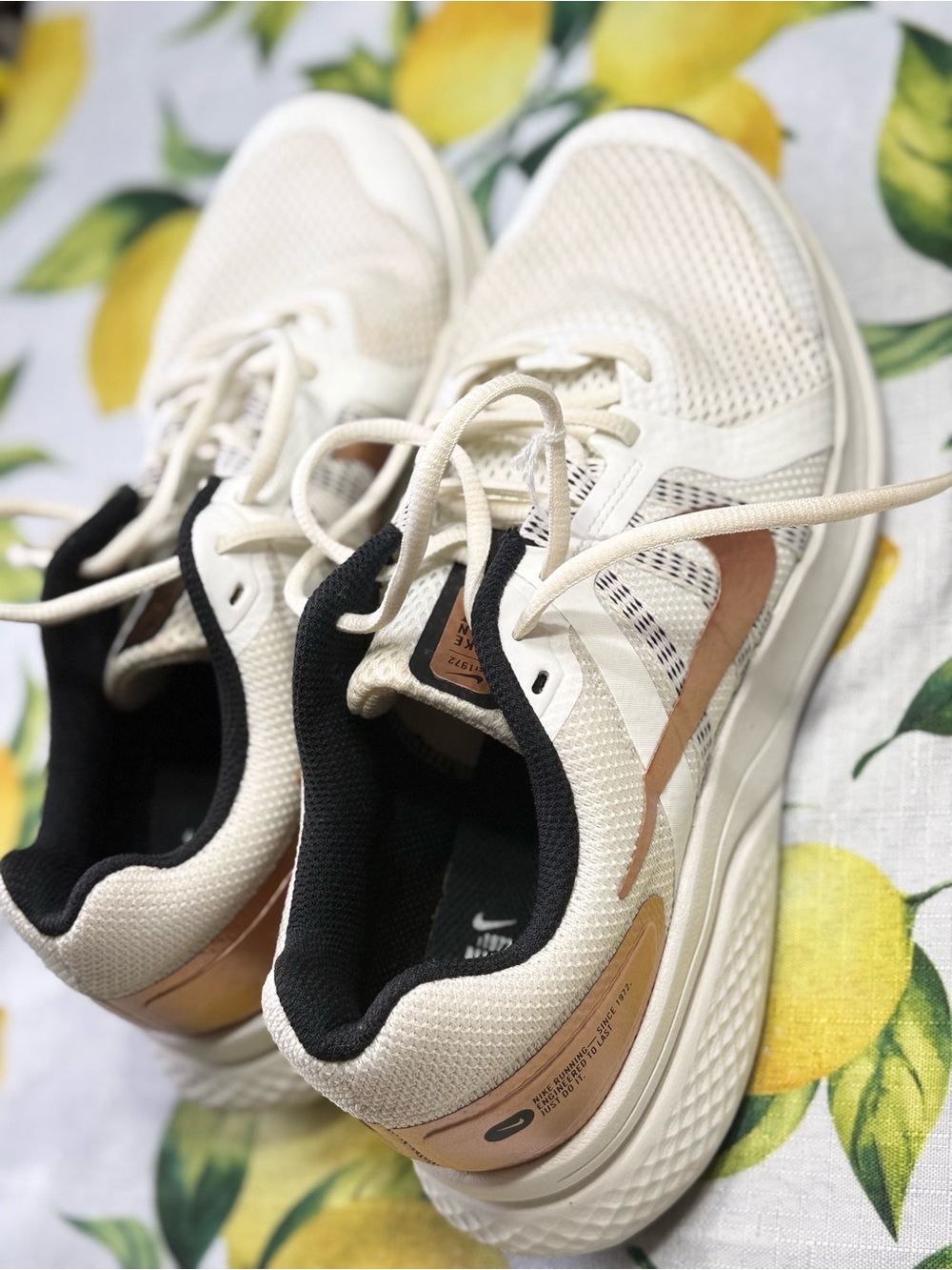 Nike Cream, Tan & Black Mesh Running Sneakers